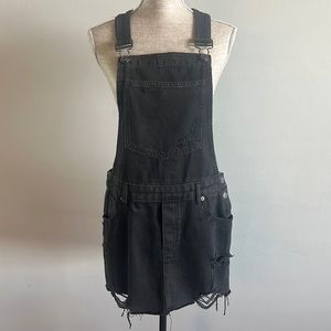 Garage | Medium | Black Denim | Overall Mini Dress| Western| Country|Rodeo